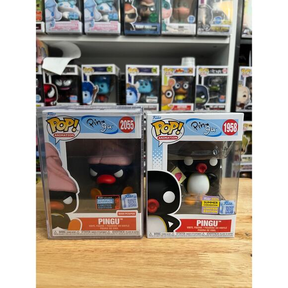 2 LIMITED EDITION Pingu Funko Pops Bath Towel #1958 #2055 Funko Pop Animation LE - Picture 1 of 6